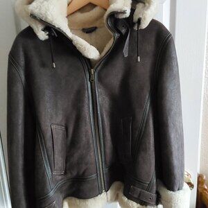 Sheepskin Bomber Jacket with detachable hood